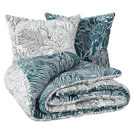 Parure de lit Jungle 240×220 cm coton imprimé jungle – housse + taies confort naturel