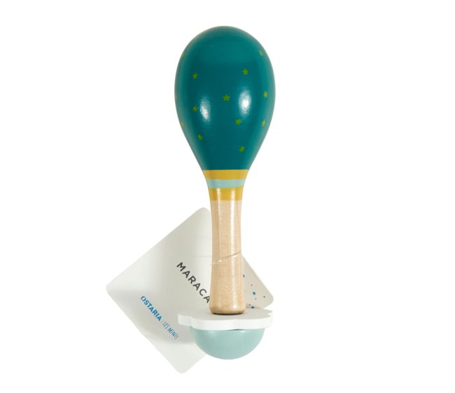 Maracas en bois motif dinosaure – jouet musical enfant sensors éveil