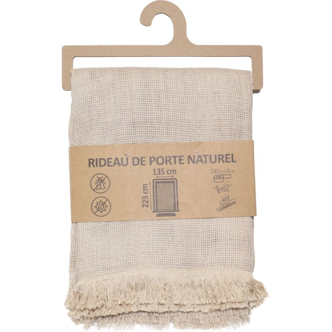 Rideau de porte taupe polyester lin 135x225 cm