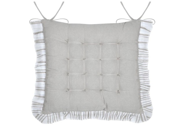 Galette de chaise écru 38x38 cm coussin confortable avec attaches