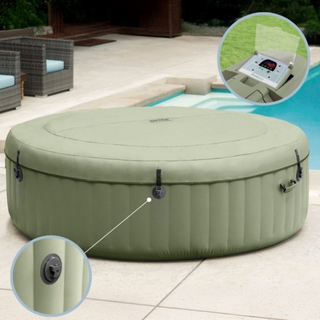 Spa gonflable à bulles 4 places vert olive 196 cm