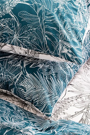 Parure de lit Jungle 240×220 cm coton imprimé jungle – housse + taies confort naturel