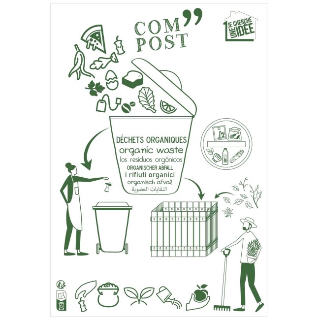 Poubelle de compostage inox 5 L avec filtre | Irisia Maison