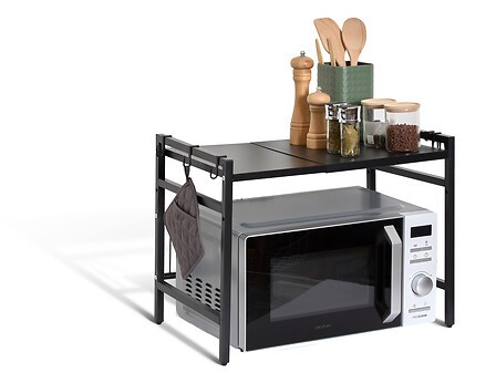 Étagère extensible micro-ondes noire 45,5 cm – support rangement cuisine