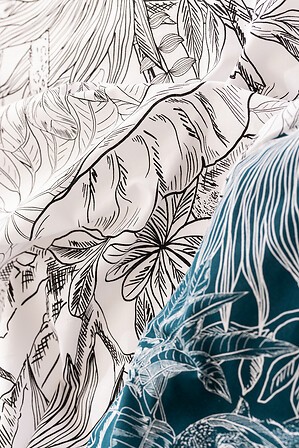 Parure de lit Jungle 240×220 cm coton imprimé jungle – housse + taies confort naturel