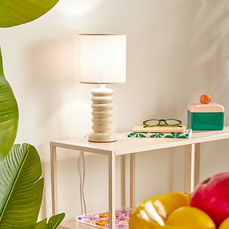 Lampe haut 33 cm céramique crème