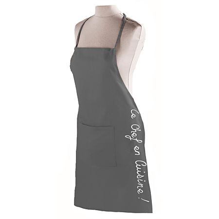 Tablier de cuisine gris 100 % coton avec poche 84 cm | Irisia Maison Tablier de cuisine gris 100 % coton avec poche 84 cm | Irisia Maison