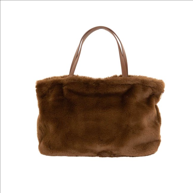 sac bandoulière marron fausse fourrure 450 g/m² 24x15 cm