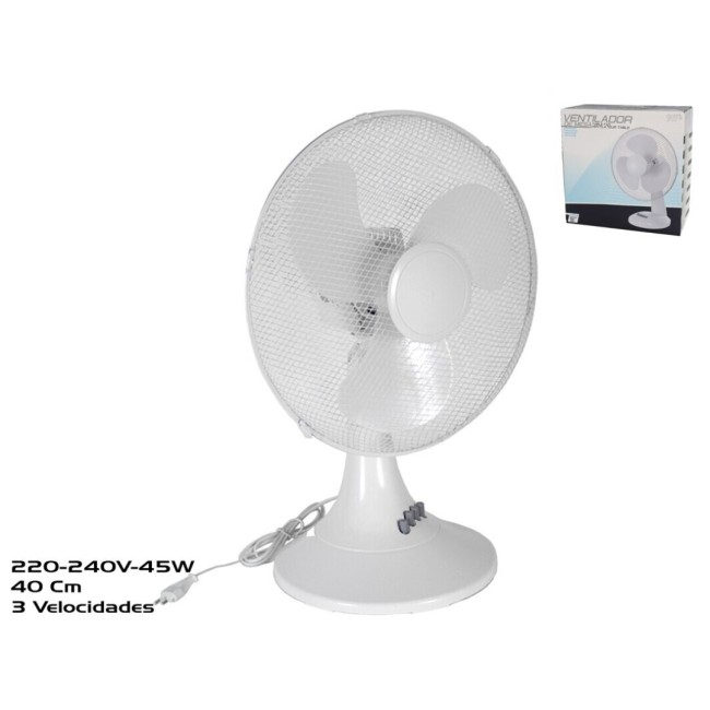 Ventilateur de table blanc 40 cm 45W puissant