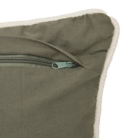 Coussin Brodé Amour 38 x 58 cm Kaki | Irisia Maison