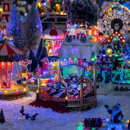 Village de Noël lumineux manège 17 LED | Irisia Maison