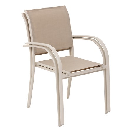 Fauteuil repas empilable Piazza aluminium lin et argile jardin