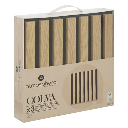 Lot de 3 panneaux décoratifs Colva 30 x 30 cm MDF effet bois clair Lot de 3 panneaux décoratifs Colva 30 x 30 cm MDF effet bois clair