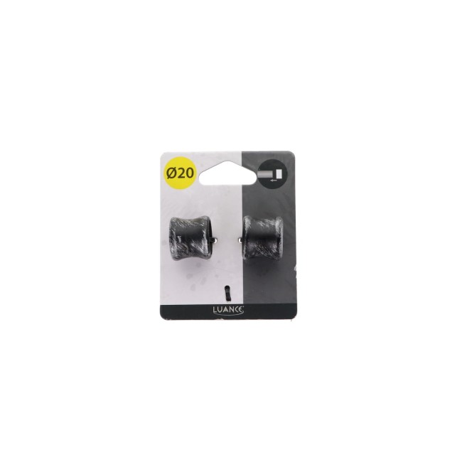 Lot de 2 embouts tringle à rideaux Ø20 mm noir argent Lot de 2 embouts tringle à rideaux Ø20 mm noir argent