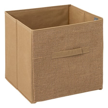Panier de rangement carré toile de jute beige 31×31 cm