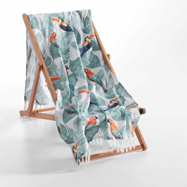 Fouta oiseaux 100 × 200 cm coton avec franges – plage, hammam & déco Fouta en coton oiseaux 100 × 200 cm avec franges – serviette de plage & hammam