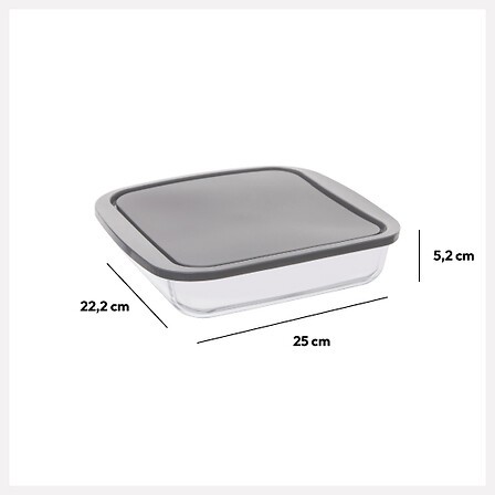 Plat Carré 22 × 22 cm Verre avec Couvercle | Irisia Maison