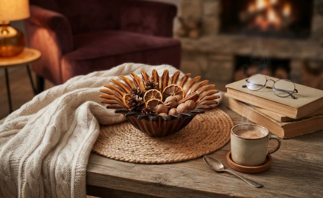 Coupe décorative en verre ambré marguerite 27 cm | Irisia Maison