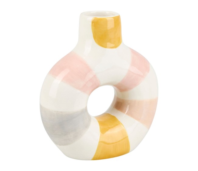 vase donut dolomite moutarde rose gris 14 cm deco design