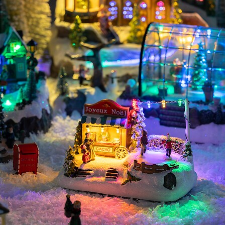 Village de Noël lumineux stand chocolat 4 LED | Irisia Maison