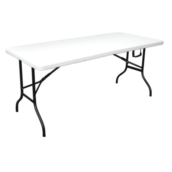 Table camping pliante 180x76x74 cm blanche polyéthylène acier