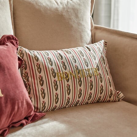 Coussin Broderie Mona 30 × 50 cm | Irisia Maison