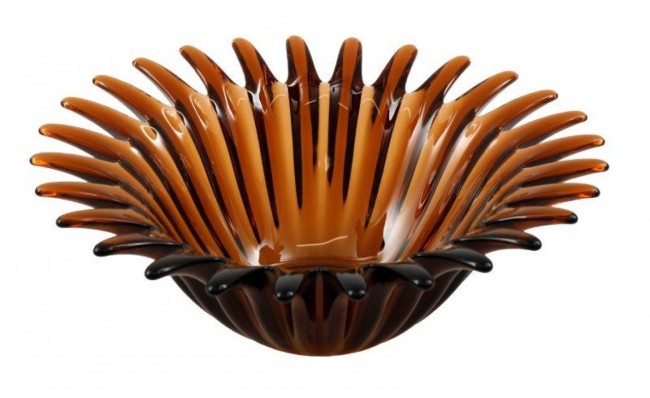 Coupe décorative en verre ambré marguerite 27 cm | Irisia Maison