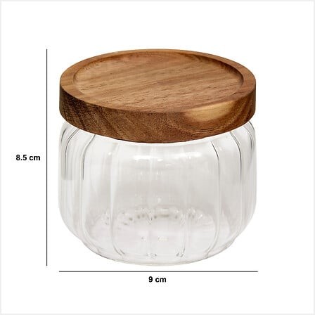 Bocal en verre 300 ml avec couvercle en acacia | Irisia Maison