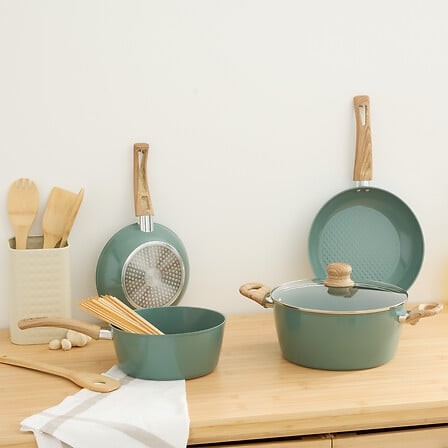 Batterie de cuisine 7 pièces aluminium forgé vert
