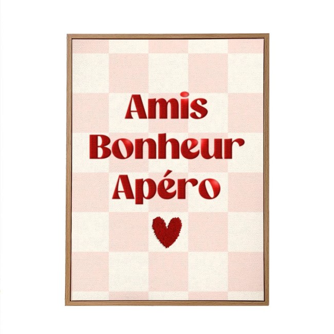 toile tuftée Amis Bonheur Apéro 30x40 cm décoration murale toile tuftée Amis Bonheur Apéro 30x40 cm décoration murale