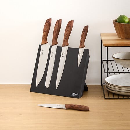 Bloc 5 couteaux support aimanté – set cuisine design et pratique bloc couteaux aimante 5 pieces support magnetique cuisine moderne