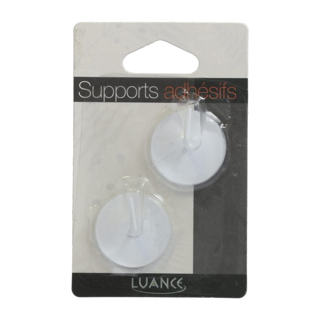 Lot de 2 supports adhésifs blancs pour tringles à rideaux