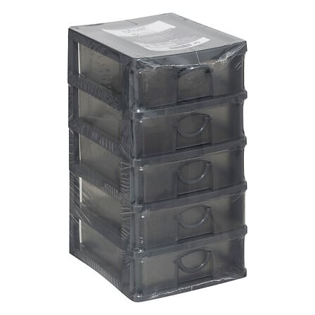 Rangement 5 tiroirs compact – organiseur pratique maison Rangement 5 tiroirs plastique compact 12,6x15,5x25,5 cm