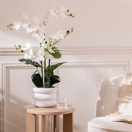 Orchidée artificielle avec pot blanc 80 cm