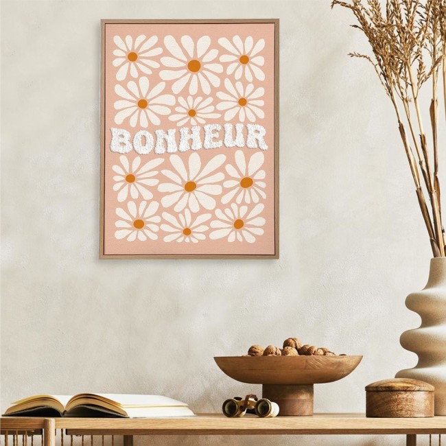 Toile Tuftée Bonheur 30 × 40 cm | Irisia Maison Toile Tuftée Bonheur 30 × 40 cm | Irisia Maison