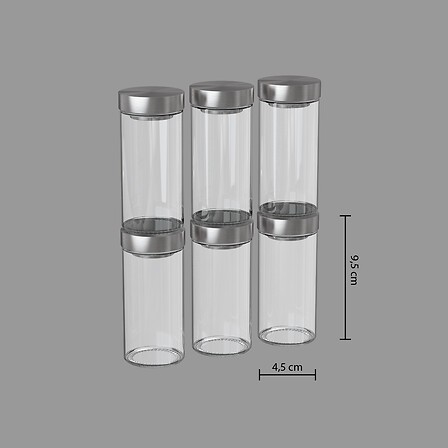 Lot de 6 pots à épices en verre 80 ml