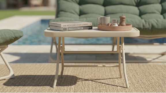 Salon bas pliant kaki Chistera mobilier jardin compact