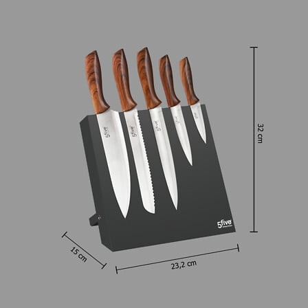 Bloc 5 couteaux support aimanté – set cuisine design et pratique bloc couteaux aimante 5 pieces support magnetique cuisine moderne
