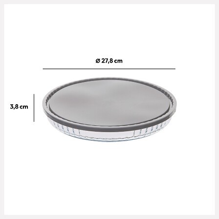 Plat à tarte en verre Ø 27 cm avec couvercle – cuisson & service Plat à tarte en verre diamètre 27 cm avec couvercle – plat pâtisserie