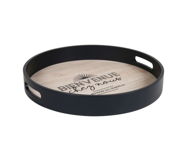 Plateau décoratif rond métal noir Ø 35 cm