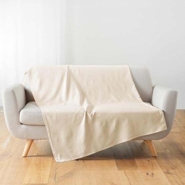 Couvre-lit naturel 180x220 cm polycoton Couvre-lit polycoton uni naturel 180x220 cm