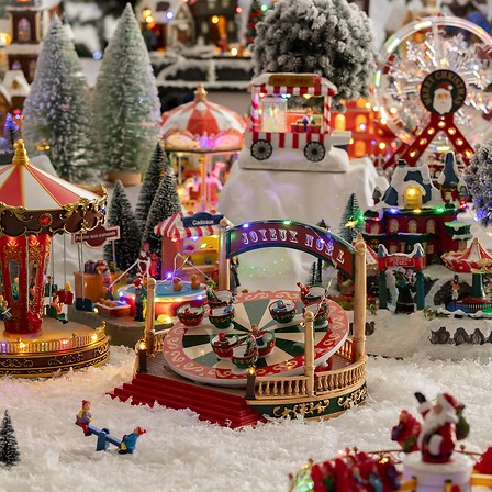 Village de Noël lumineux manège 17 LED | Irisia Maison