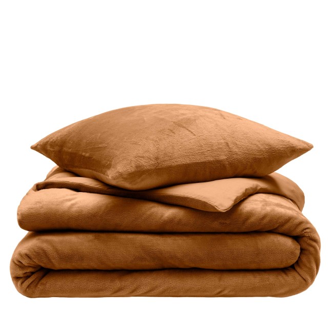 Parure de lit camel microflanelle 240 x 220 cm | Irisia Maison
