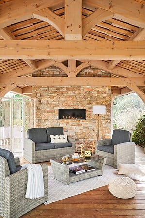 Salon de jardin Polynesia havane 4 places résine tressée aluminium