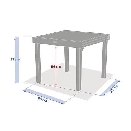 Table jardin extensible Piazza 8 places – aluminium et verre trempé Table de jardin extensible carrée Piazza argile 8 places aluminium verre