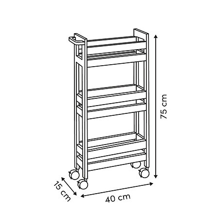 desserte 3 niveaux étroite MDF L40 x P15 x H75 cm desserte 3 niveaux étroite MDF L40 x P15 x H75 cm