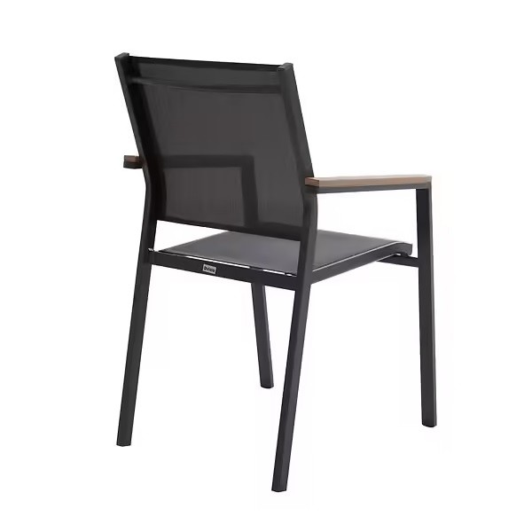 Chaise de jardin aluminium textilène gris avec accoudoirs Jakarta
