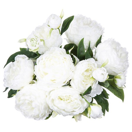 Bouquet artificiel de 13 pivoines blanc H 50 cm – fleurs déco