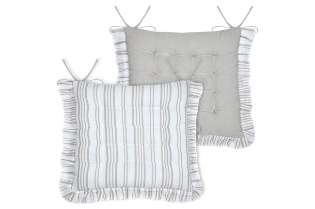 Galette de chaise écru 38x38 cm coussin confortable avec attaches