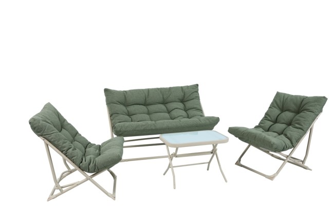 Salon bas pliant kaki Chistera mobilier jardin compact